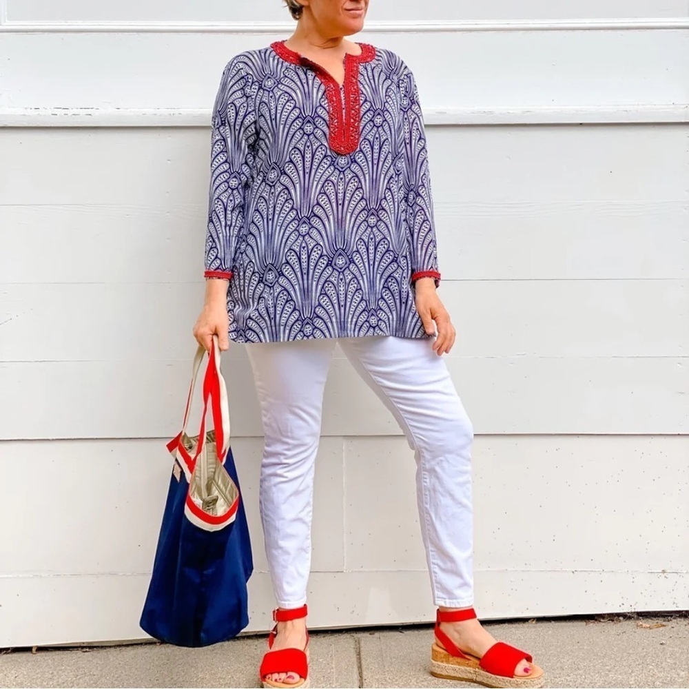 Talbots Beaded 100% Cotton Tunic